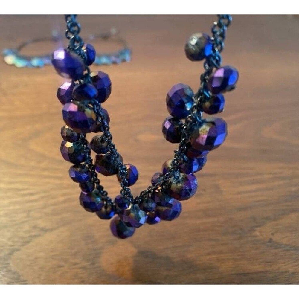 Vintage Victorian Style Double Purple Beaded Strand Necklace 1920's ERA Clasp